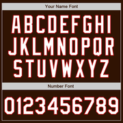 Custom Brown White-Red Bomber Varsity Letterman Zipper Jacket