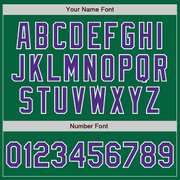 Custom Kelly Green Purple-White Bomber Full-Snap Varsity Letterman Jacket