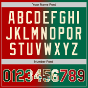 Custom Red Vintage Mexican Flag Kelly Green Cream-Black Bomber Full-Snap Varsity Letterman Gradient Fashion Jacket