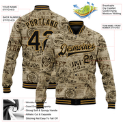 Custom Olive Black-Old Gold Military Badge 3D Pattern Design Bomber Full-Snap Varsity Letterman Salute To Service Jacket