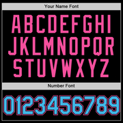 Custom Black Sky Blue-Pink Bomber Full-Snap Varsity Letterman Two Tone Lapel Collar Byron Jacket