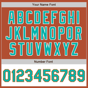 Custom Texas Orange Aqua-White Bomber Varsity Letterman Two Tone Zipper Jacket