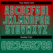 Custom Red Kelly Green-White Gradient Square Shape 3D Pattern Design Bomber Full-Snap Varsity Letterman Hoodie Jacket