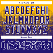 Custom Gold Dark Purple-White Gradient Square Shape 3D Pattern Design Bomber Full-Snap Varsity Letterman Hoodie Jacket