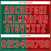 Custom Kelly Green Red-White Mexico 3D Bomber Full-Snap Varsity Letterman Jacket