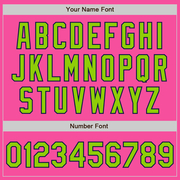 Custom Pink Neon Green-Navy Bomber Full-Snap Varsity Letterman Jacket