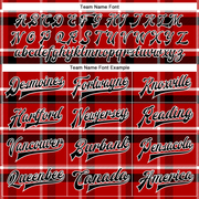 Custom Red Black-White Classic Western Plaid 3D Pattern Design Bomber Full-Snap Varsity Letterman Jacket