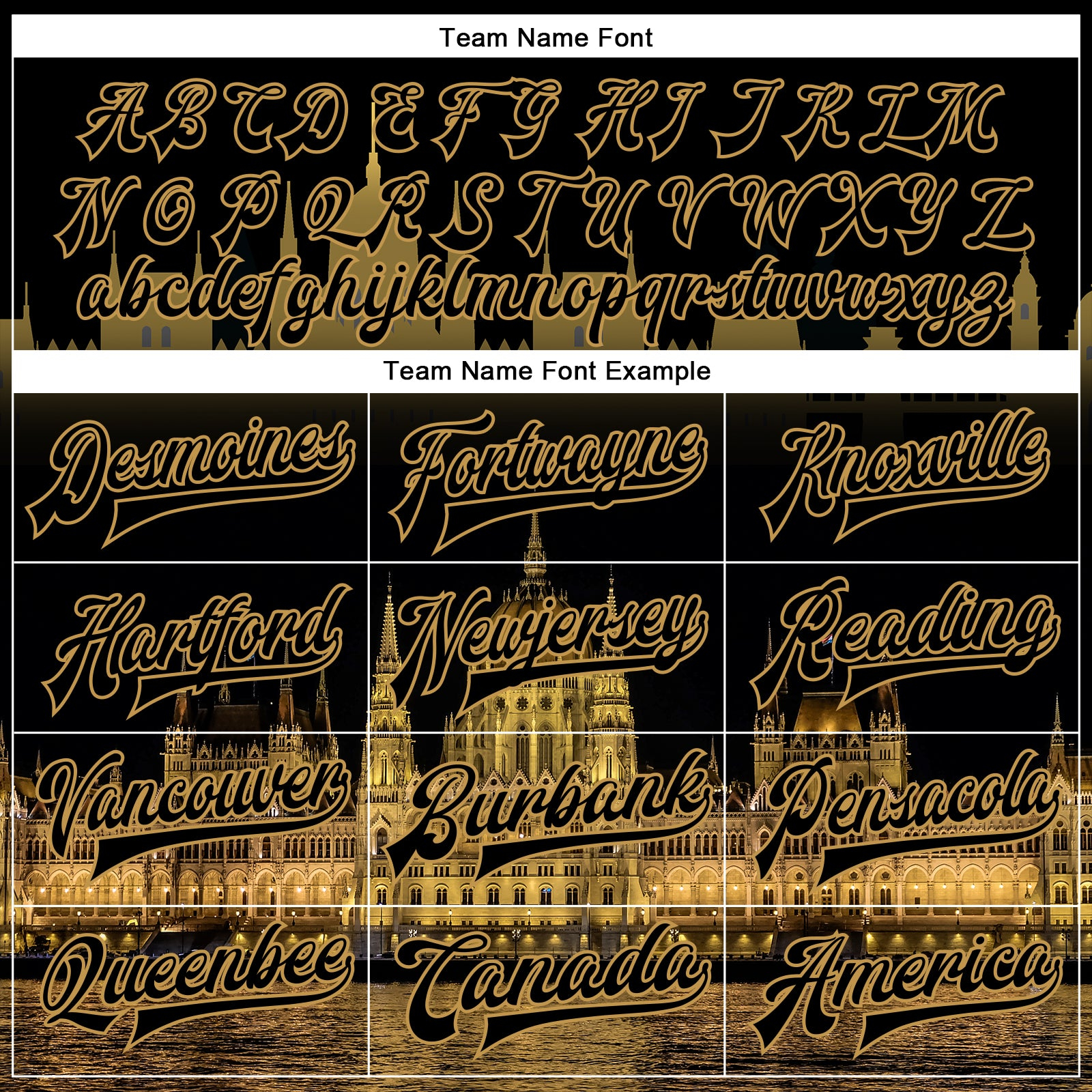 Custom Black Old Gold Parliament Building Budapest Hungary City Edition 3D Bomber Full-Snap Varsity Letterman Jacket