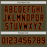 Custom Olive Black-Orange Bomber Varsity Letterman Salute To Service Zipper Jacket