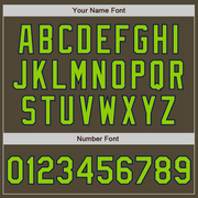 Custom Olive Neon Green-Navy Bomber Full-Snap Varsity Letterman Salute To Service Jacket