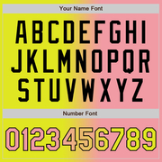 Custom Neon Yellow Medium Pink-Black Bomber Full-Snap Varsity Letterman Gradient Fashion Jacket