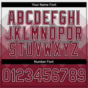 Custom White Crimson-Black Gradient Square Shape 3D Pattern Design Bomber Full-Snap Varsity Letterman Hoodie Jacket