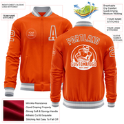 Custom Orange White-Gray Bomber Varsity Letterman Zipper Jacket