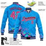 Custom Graffiti Pattern Pink-Black Hiphop Abstract Urban Street Art 3D Bomber Full-Snap Varsity Letterman Jacket