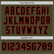 Custom Olive Black-Red Bomber Varsity Letterman Salute To Service Zipper Jacket