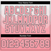 Custom White Medium Pink-Black Gradient Square Shape 3D Pattern Design Bomber Full-Snap Varsity Letterman Hoodie Jacket