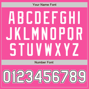 Custom Pink White-Black Bomber Full-Snap Varsity Letterman Jacket