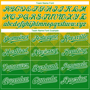 Custom Gold Grass Green-White Gradient Square Shape 3D Pattern Design Bomber Full-Snap Varsity Letterman Hoodie Jacket