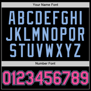 Custom Black Pink-Light Blue Bomber Full-Snap Varsity Letterman Two Tone Lapel Collar Byron Jacket