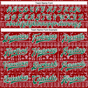 Custom Red Kelly Green-White Christmas 3D Bomber Full-Snap Varsity Letterman Jacket