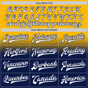 Custom Gold White-Navy Bomber Full-Snap Varsity Letterman Fade Fashion Jacket