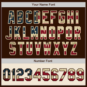 Custom Brown Vintage USA Flag Cream-Maroon Bomber Varsity Letterman Two Tone Zipper Jacket