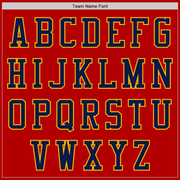 Custom Red Navy-Gold Bomber Varsity Letterman Two Tone Zipper Jacket