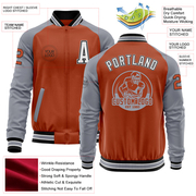 Custom Texas Orange Black-Gray Bomber Varsity Letterman Two Tone Zipper Jacket