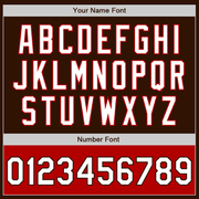 Custom Brown White-Red Bomber Varsity Letterman Two Tone Zipper Jacket