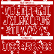 Custom Red White Christmas 3D Bomber Full-Snap Varsity Letterman Jacket