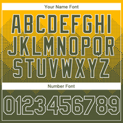 Custom Gold Olive-White Gradient Square Shape 3D Pattern Design Bomber Full-Snap Varsity Letterman Hoodie Jacket