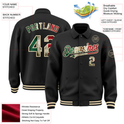 Custom Black Vintage Mexican Flag-Cream Bomber Full-Snap Varsity Letterman Lapel Collar Byron Jacket