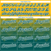 Custom Gold Midnight Green-White Gradient Square Shape 3D Pattern Design Bomber Full-Snap Varsity Letterman Hoodie Jacket