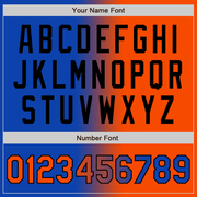 Custom Thunder Blue Orange-Black Bomber Full-Snap Varsity Letterman Gradient Fashion Jacket