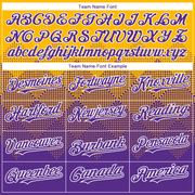 Custom Gold Purple-White Gradient Square Shape 3D Pattern Design Bomber Full-Snap Varsity Letterman Hoodie Jacket