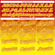 Custom Red Light Yellow-White Gradient Square Shape 3D Pattern Design Bomber Full-Snap Varsity Letterman Hoodie Jacket