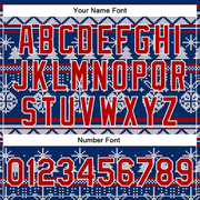 Custom Royal Red-White Christmas 3D Bomber Full-Snap Varsity Letterman Jacket