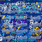 Custom Graffiti Pattern Royal-White Abstract Urban Street Art 3D Bomber Full-Snap Varsity Letterman Jacket