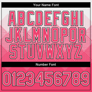 Custom White Neon Pink-Black Gradient Square Shape 3D Pattern Design Bomber Full-Snap Varsity Letterman Hoodie Jacket