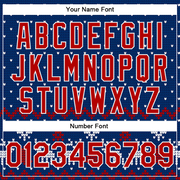 Custom Royal Red-White Christmas 3D Bomber Full-Snap Varsity Letterman Jacket