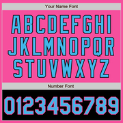 Custom Pink Sky Blue-Black Bomber Varsity Letterman Two Tone Zipper Jacket