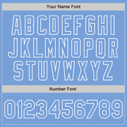 Custom White Light Blue Bomber Full-Snap Varsity Letterman Split Fashion Jacket