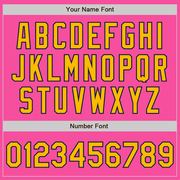 Custom Pink Gold-Navy Bomber Full-Snap Varsity Letterman Jacket