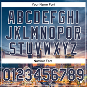 Custom Navy White Atlanta Georgia City Edition 3D Bomber Full-Snap Varsity Letterman Jacket