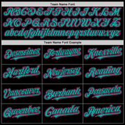 Custom Black Aqua-Pink Bomber Full-Snap Varsity Letterman Two Tone Lapel Collar Byron Jacket