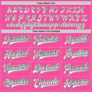 Custom Pink White-Black Bomber Full-Snap Varsity Letterman Jacket