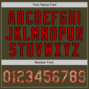 Custom Olive Camo Red-Black Bomber Varsity Letterman Salute To Service Zipper Jacket