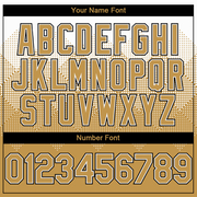 Custom White Old Gold-Black Gradient Square Shape 3D Pattern Design Bomber Full-Snap Varsity Letterman Hoodie Jacket