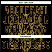 Custom Black Old Gold Skull Fashion 3D Bomber Full-Snap Varsity Letterman Jacket