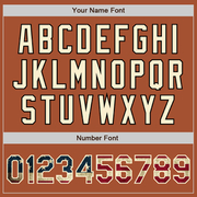 Custom Texas Orange Vintage USA Flag Cream-Black Bomber Full-Snap Varsity Letterman Jacket